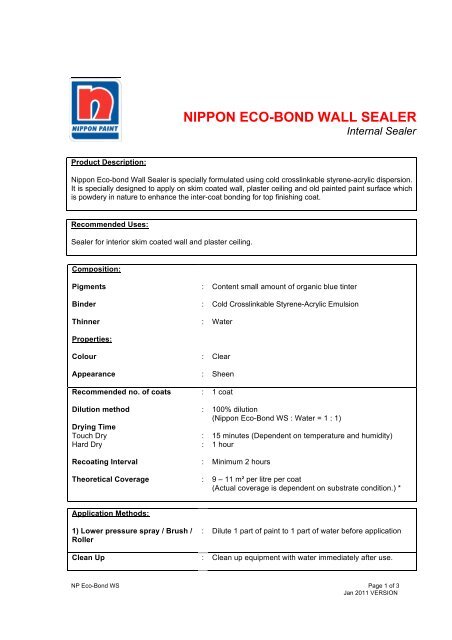 5) Nippon Eco-Bond Wall Sealer - Nippon Paint Malaysia