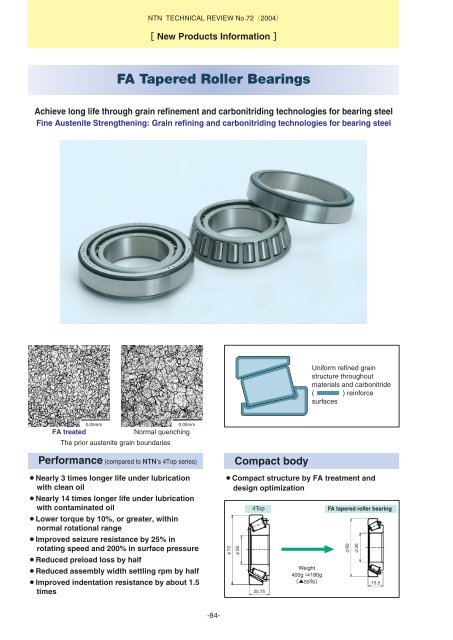 FA Tapered Roller Bearings - NTN