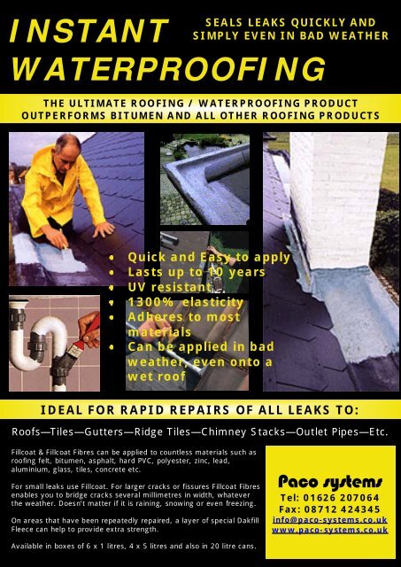 Fillcoat - Waterproof repair coating of roofs, non ... - Paco Systems