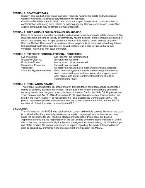 MSDS - Carpet Cleaning Equipment