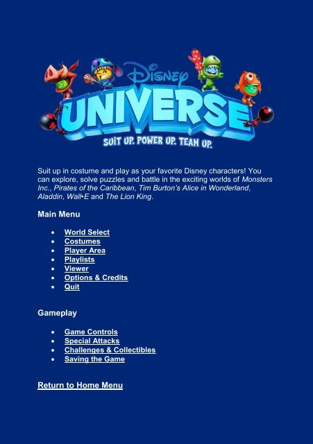 Disney Universe eManual - Find Answers