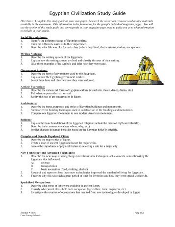 Egyptian Civilization Study Guide - Beacon Learning Center