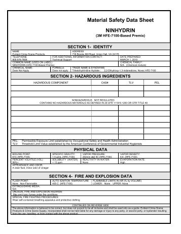 Ninhydrin HFE Premix - EVIDENTÂ® Crime Scene Products