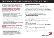 BROCADE CUSTOMER SUPPORT REFERENCE CARD