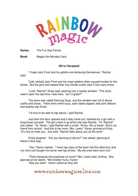 Series The Fun Day Fairies Book Megan The Rainbow Magic