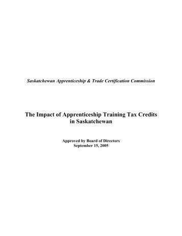 The Impact of Apprenticeship Training Tax Credits - Saskatchewan ...