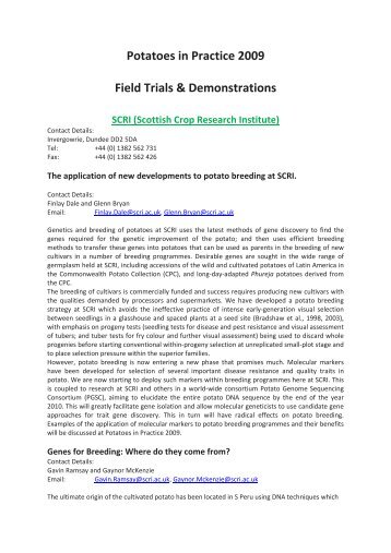 Field Trials and Demonstrations - Scottish Crop Research Institute