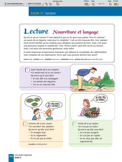 Lecture Nourriture et langage