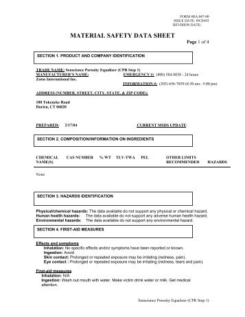 material safety data sheet - senscience