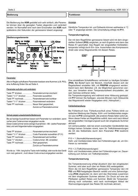 Bedienungsanleitung Kühlstellenregler KSR 1001 V - Elreha