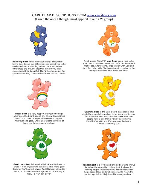 Care Bears And Their Names