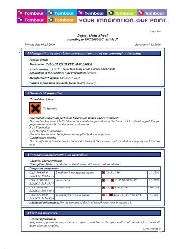 Download specifications - Tambour Paints