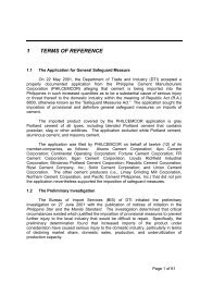 1 TERMS OF REFERENCE - Philippine Tariff Commission