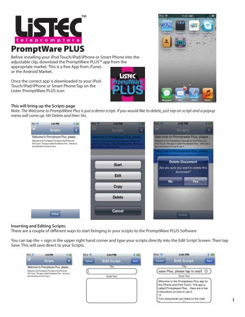 PromptWare Plus Software Quick Start Guide - Tiffen