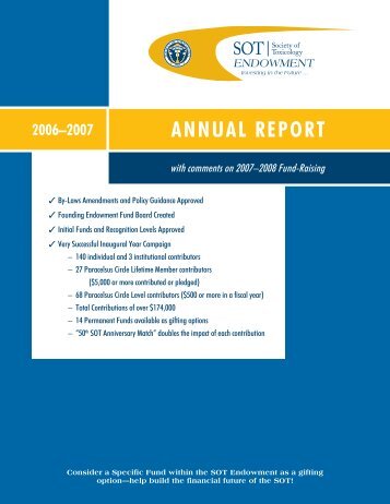 Endowment Fund Annual Report - Society of Toxicology