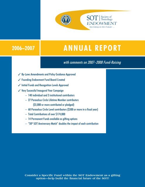 Endowment Fund Annual Report - Society of Toxicology