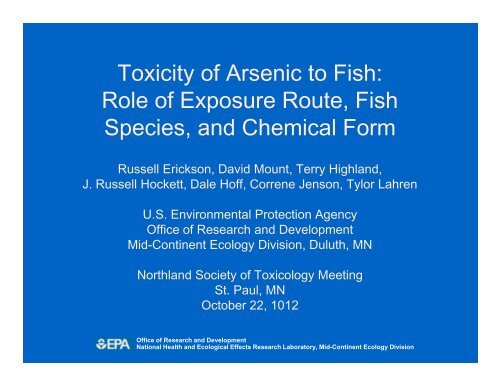 Toxicity of Arsenic to Fish - Society of Toxicology