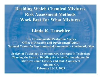 Deciding Which Chemical Mixtures Risk Assessment Methods Work ...