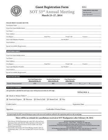 Guest Registration Form - Society of Toxicology