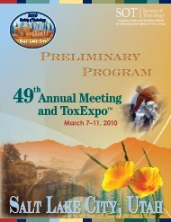 Annual Meeting Preliminary Program - Society of Toxicology