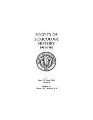 SOCIETY O. TOXICOLOGY HISTORY - Society of Toxicology