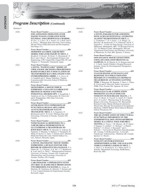 Annual Meeting Program - Society of Toxicology