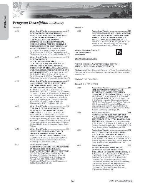 Annual Meeting Program - Society of Toxicology