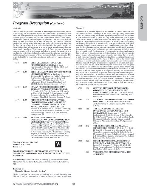 Annual Meeting Program - Society of Toxicology