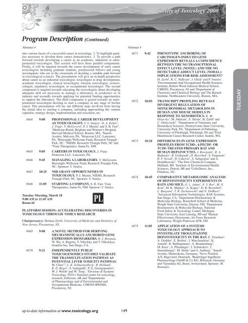 Annual Meeting Program - Society of Toxicology