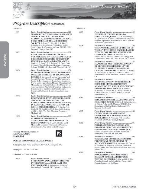 Annual Meeting Program - Society of Toxicology