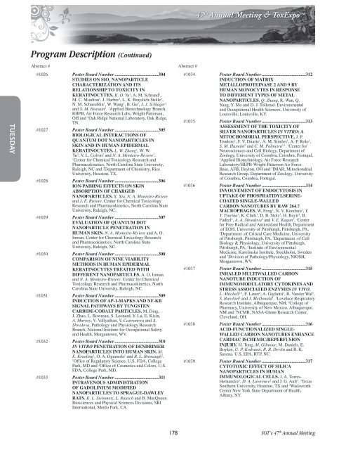 Annual Meeting Program - Society of Toxicology