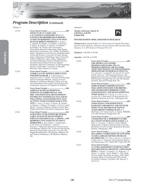 Annual Meeting Program - Society of Toxicology