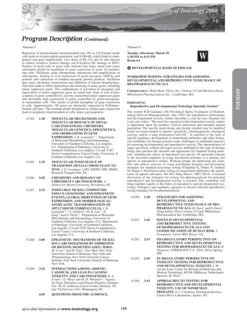 Annual Meeting Program - Society of Toxicology