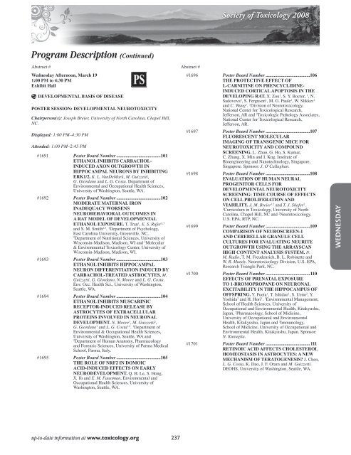 Annual Meeting Program - Society of Toxicology