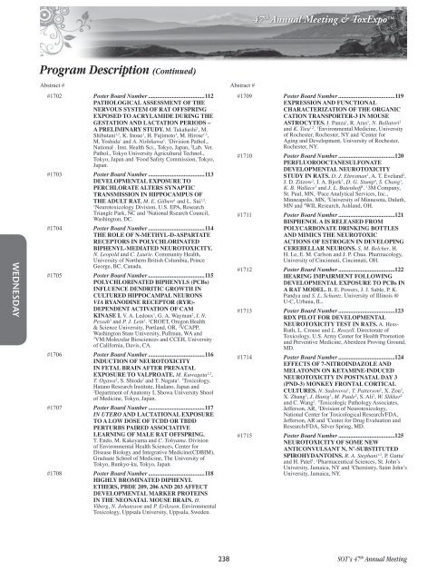 Annual Meeting Program - Society of Toxicology