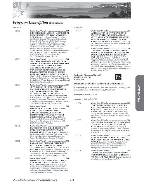 Annual Meeting Program - Society of Toxicology