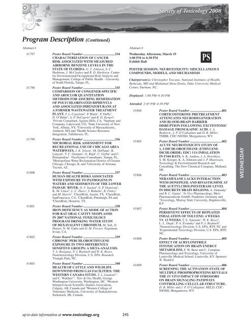 Annual Meeting Program - Society of Toxicology