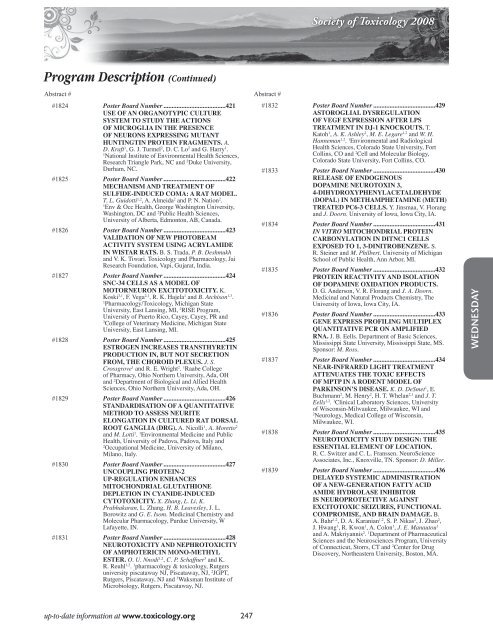 Annual Meeting Program - Society of Toxicology