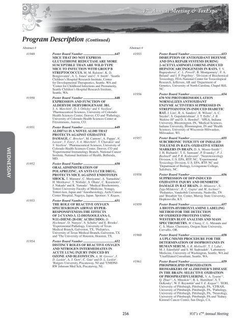 Annual Meeting Program - Society of Toxicology