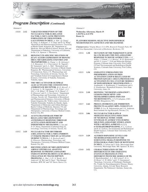 Annual Meeting Program - Society of Toxicology