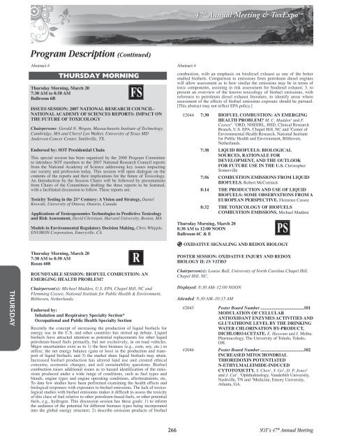 Annual Meeting Program - Society of Toxicology