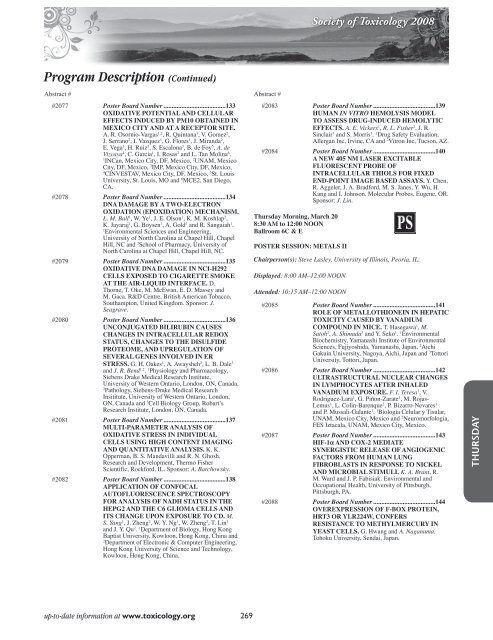 Annual Meeting Program - Society of Toxicology