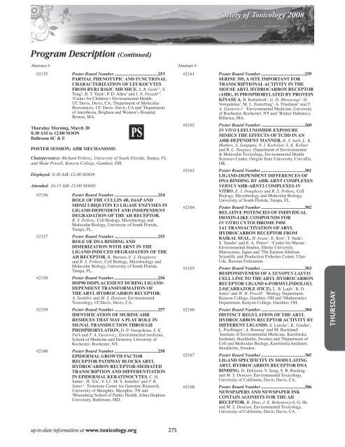 Annual Meeting Program - Society of Toxicology