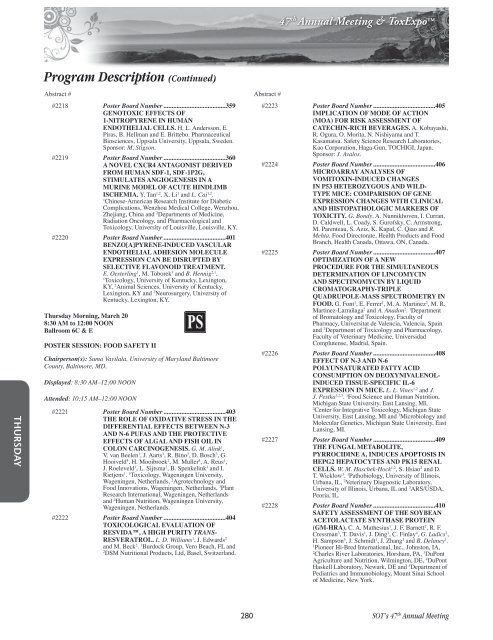 Annual Meeting Program - Society of Toxicology