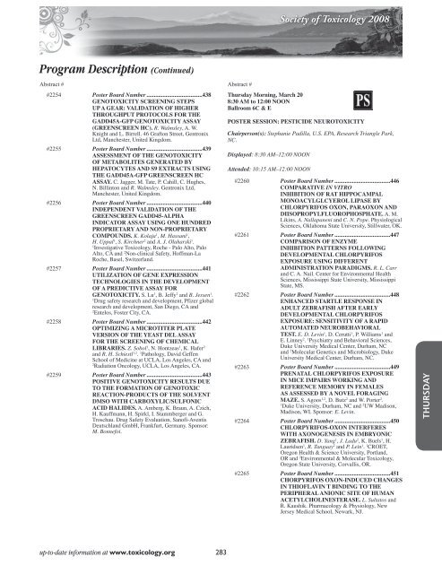 Annual Meeting Program - Society of Toxicology