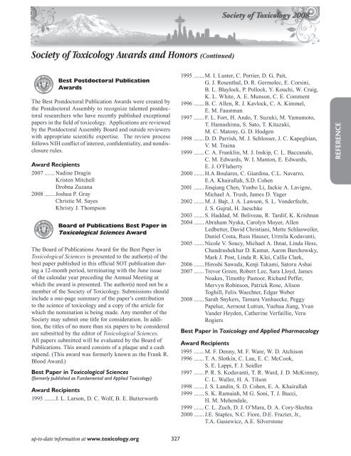 Annual Meeting Program - Society of Toxicology