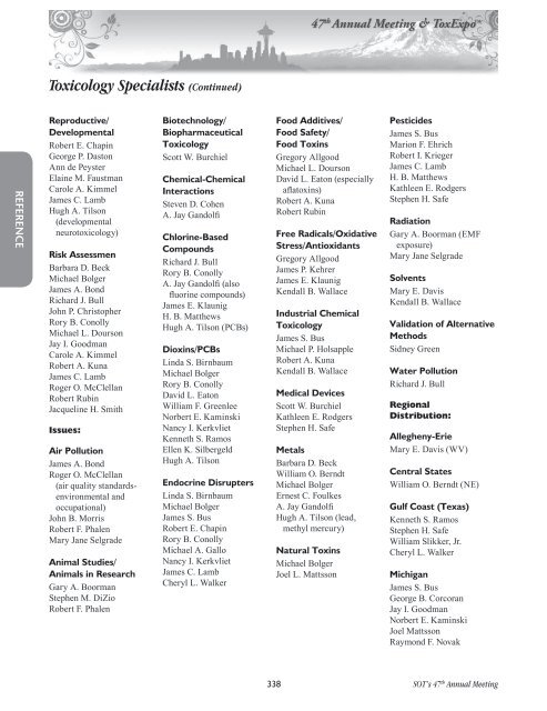 Annual Meeting Program - Society of Toxicology