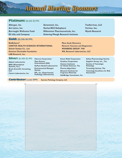 Annual Meeting Program - Society of Toxicology