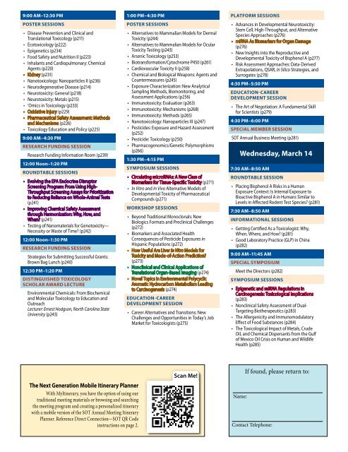 Annual Meeting Program - Society of Toxicology