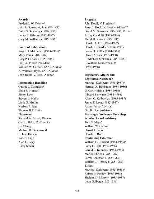 SOCIETY O. TOXICOLOGY HISTORY - Society of Toxicology